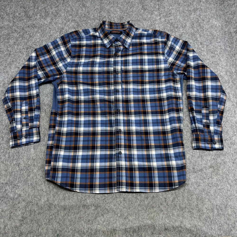Ridgecut Shirt Mens XLT Blue Plaid Long Sleeve Button Stretch Workwear Vented